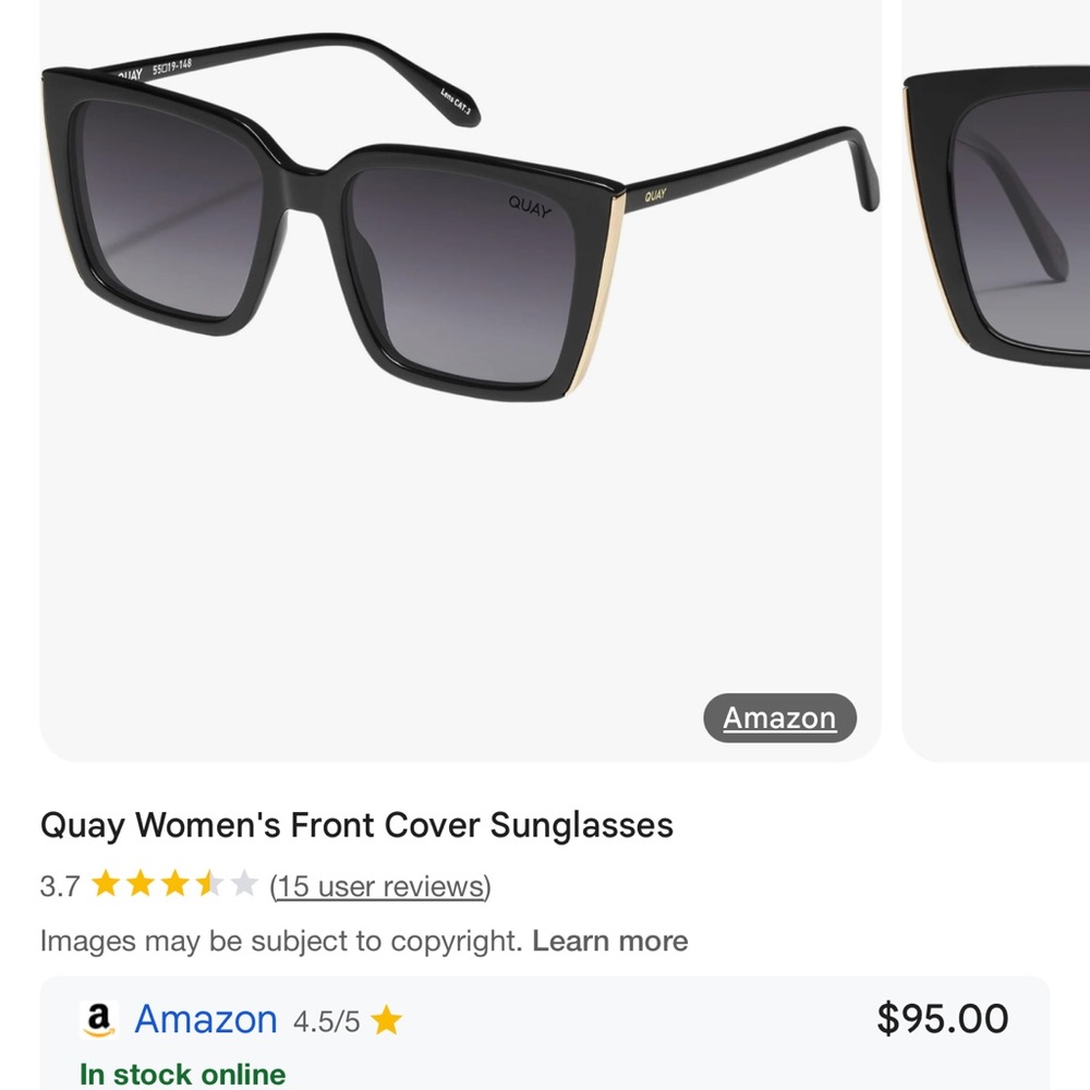 Quay Australia Black and Gold Women's Sunglasses